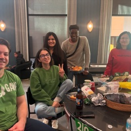 And it’s a win for the Eagles! ?? What an amazing turnout for our Super bowl Watch Party! Thanks so much for stopping by and celebrating the big game with us! See you at our next event..real soon!? a group of people sitting at a table with food and drinks