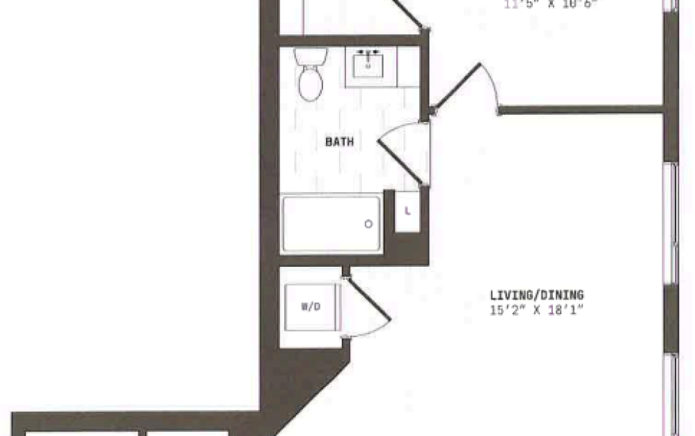A6 - 1 bedroom floorplan layout with 1 bathroom and 720 square feet A6 - 1 bedroom floorplan layout with 1 bathroom and 720 square feet