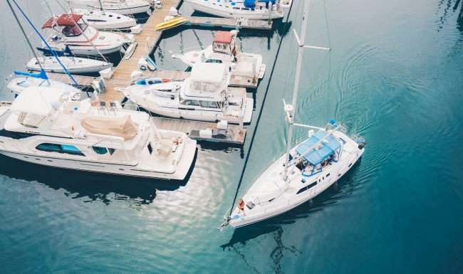 Close to the center of everything aerial view of boats docked in water