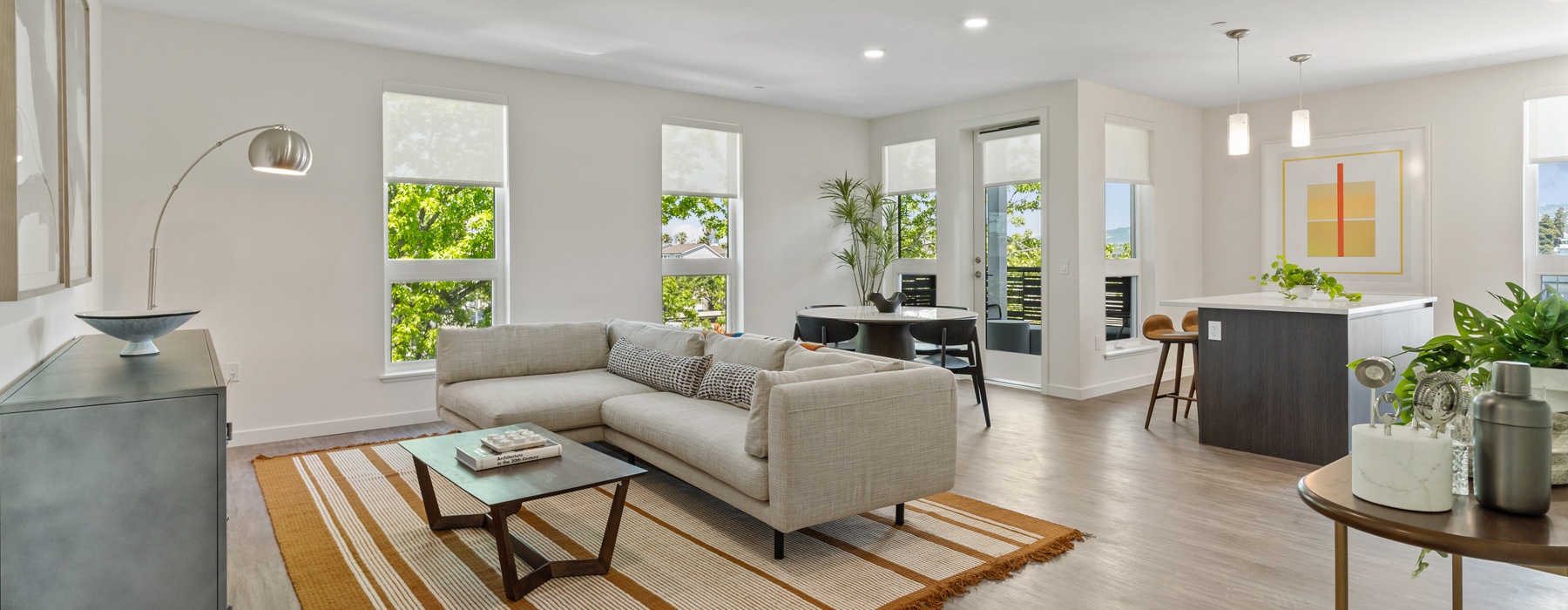 living room with couch and area rug